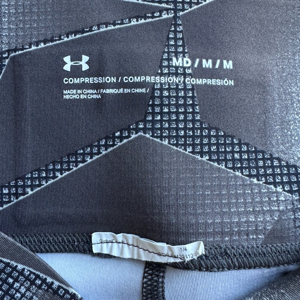 Under Armour Geometric Compression Leggings Workout Gym Athleisure Gray Black M - Picture 4 of 6